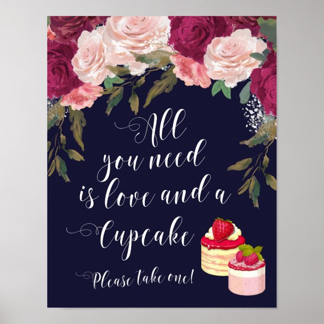 all you need is love and a cupcake wedding sign (Front)