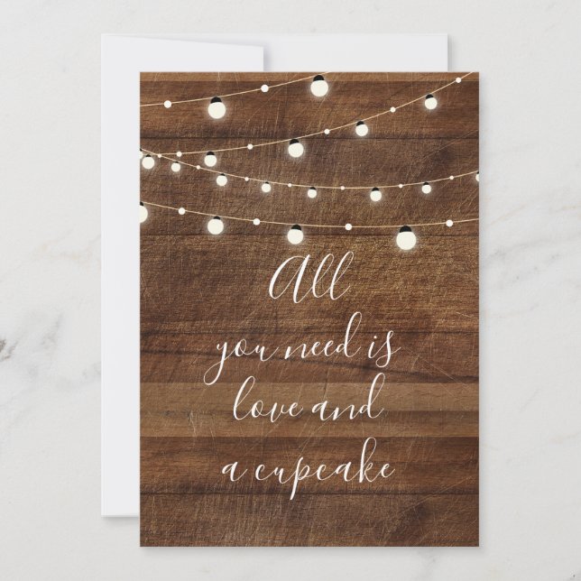 All you need is love and a cupcake wedding sign invitation (Front)