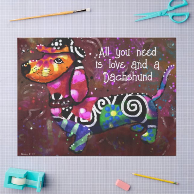 All You Need Is Love and a Dachshund Decoupage Tissue Paper (Craft)