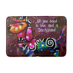 All You Need Is Love and a Dachshund Dog Whimsical Bath Mat