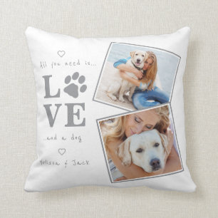 All You Need Is Love and a Dog Custom Photo Cushion