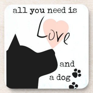 all you need is love and a dog pink blue pit bull coaster