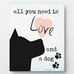 all you need is love and a dog pink blue pit bull plaque