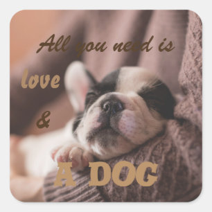 All you need is love and a dog square sticker