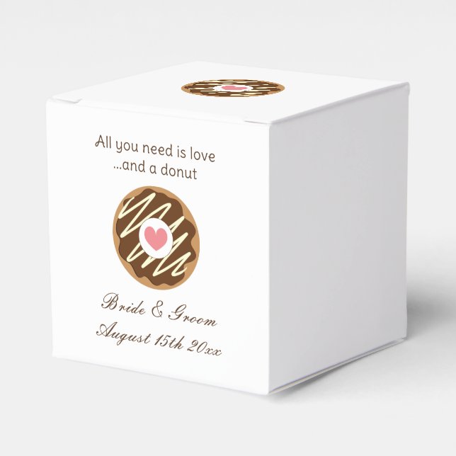 All you need is love and a doughnut custom wedding favour box (Front Side)