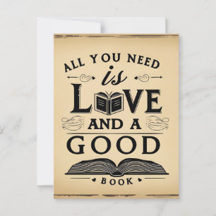 All You Need is Love and a Good Book Design Postcard