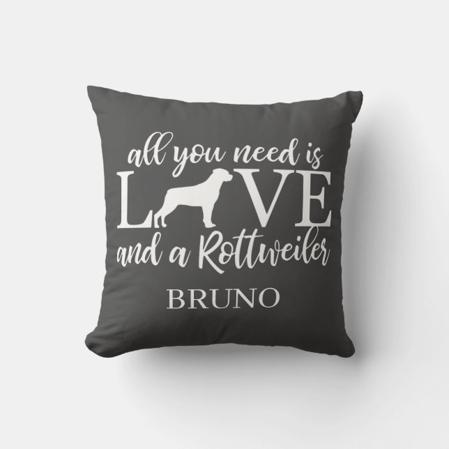 All you need is love and a rottweiler pet cushion (Front)