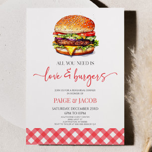 All You Need Is Love and Burgers Rehearsal Dinner Invitation
