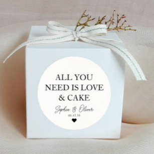 ALL YOU NEED IS LOVE AND CAKE Heart Wedding Favour Classic Round Sticker