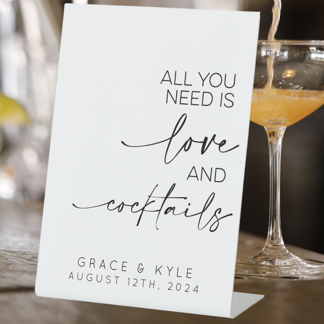 All you need is love and cocktails Wedding Pedestal Sign (Creator Uploaded)
