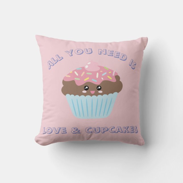 All You Need Is Love And Cupcakes Pastel Colours Cushion (Front)