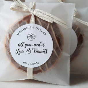 All You Need is Love and Doughnuts Wedding Favour Classic Round Sticker