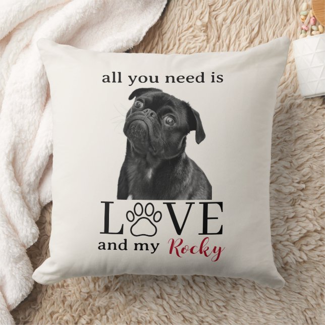 All You Need Is Love and My Dog – Custom Pet Name  Cushion (Blanket)