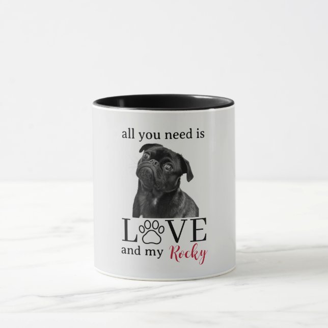 All You Need Is Love and My Dog – Custom Pet Name  Mug (Center)