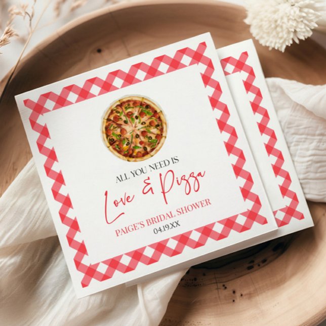 All You Need Is Love and Pizza Bridal Shower Napkin (Creator Uploaded)
