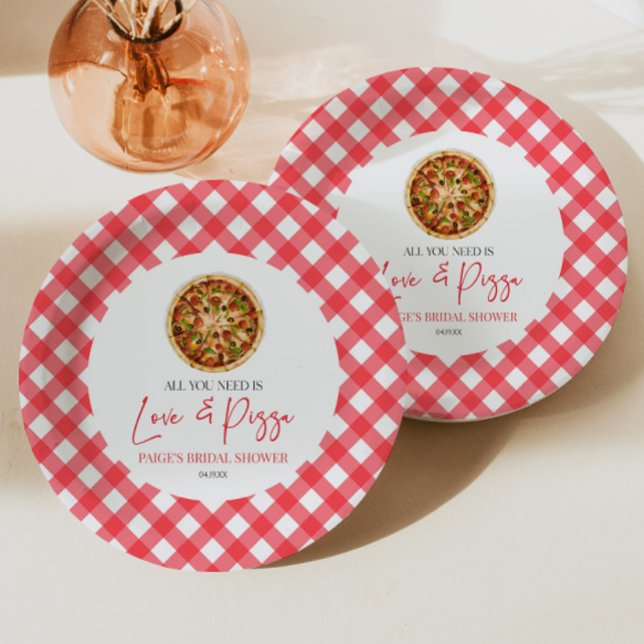 All You Need Is Love and Pizza Bridal Shower Paper Plate (Creator Uploaded)