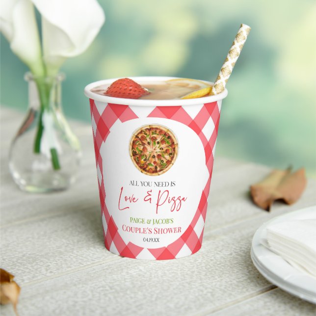 All You Need Is Love and Pizza Couples Shower Paper Cups (Insitu)