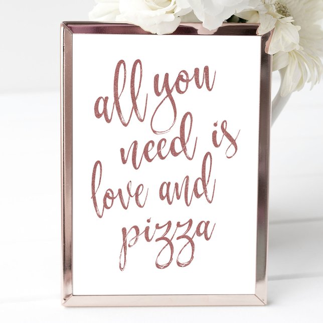 All you need is love and pizza rose gold invitation (Creator Uploaded)