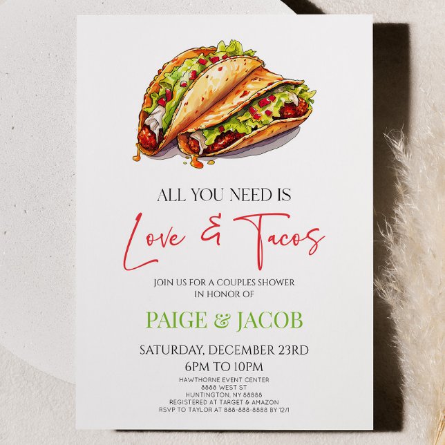All You Need Is Love and Tacos Couples Shower Invitation (Creator Uploaded)