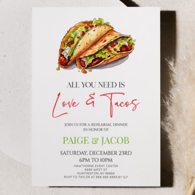 All You Need Is Love and Tacos Rehearsal Dinner Invitation (Creator Uploaded)