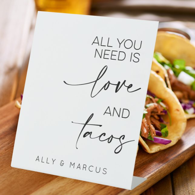 All You Need Is Love And Tacos Wedding Food Table Pedestal Sign (Creator Uploaded)