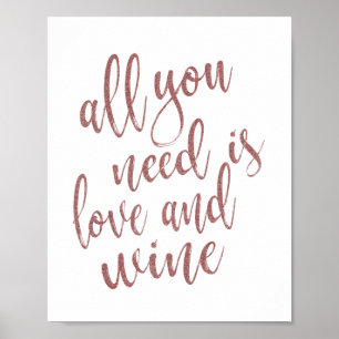 All you Need is Love and Wine Rose Gold Sign