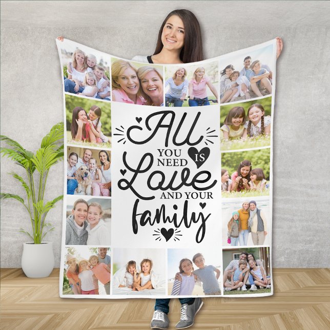 All You Need is Love And Your Family Photo Fleece Blanket (Creator Uploaded)