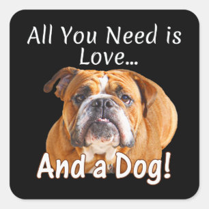 All You Need is Love & Bulldog Dog Cute Gift Idea Square Sticker
