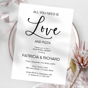 All You Need Is Love Calligraphy Rehearsal Dinner Invitation