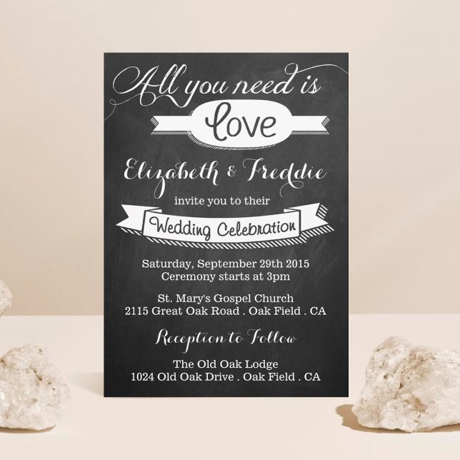 All You Need Is Love Chalkboard Wedding Collection Invitation (Creator Uploaded)