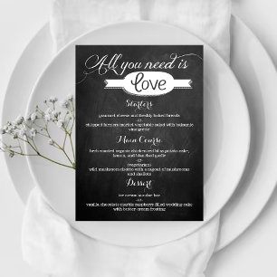 All You Need Is Love Chalkboard Wedding Collection Menu