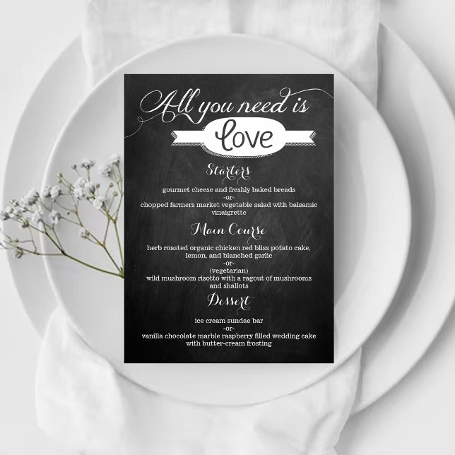 All You Need Is Love Chalkboard Wedding Collection Menu (Creator Uploaded)