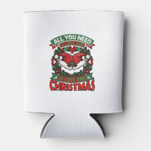 All You Need Is Love Christmas Santa Hats Hearts W Can Cooler
