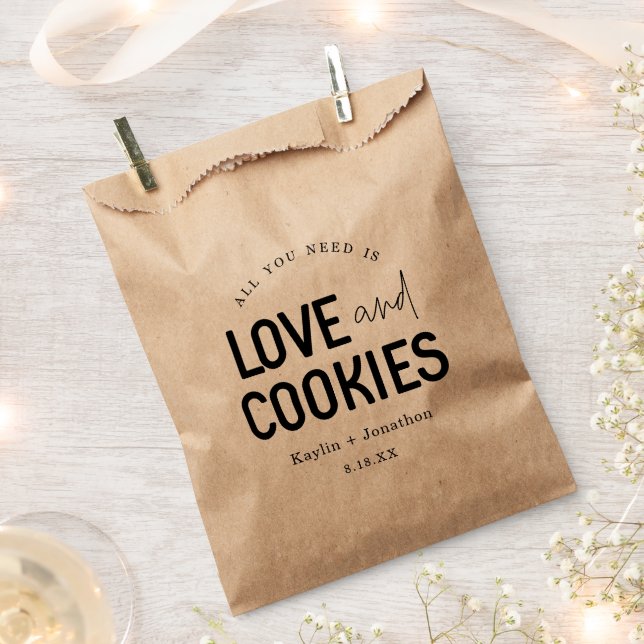All You Need is Love & Cookies Wedding Favour Bag (Clipped)