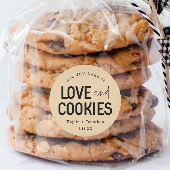 All You Need is Love & Cookies Wedding Favour Labe Classic Round Sticker (Creator Uploaded)