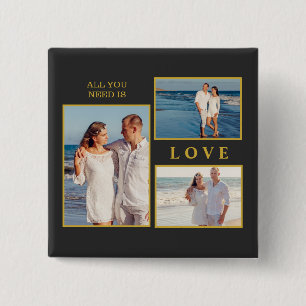 All you need is love couple anniversary quote 15 cm square badge