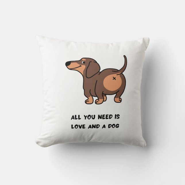 All You Need Is Love Dachshund Dog Pillow (Front)