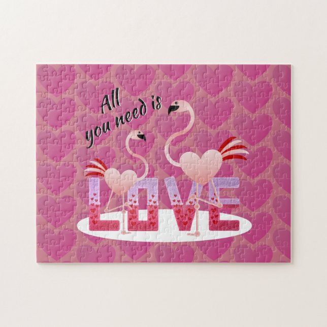 All You Need is Love Flamingo 252 Piece Puzzle (Horizontal)