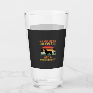 All You Need Is Love Golden Retriever Glass