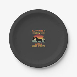 All You Need Is Love Golden Retriever Paper Plate