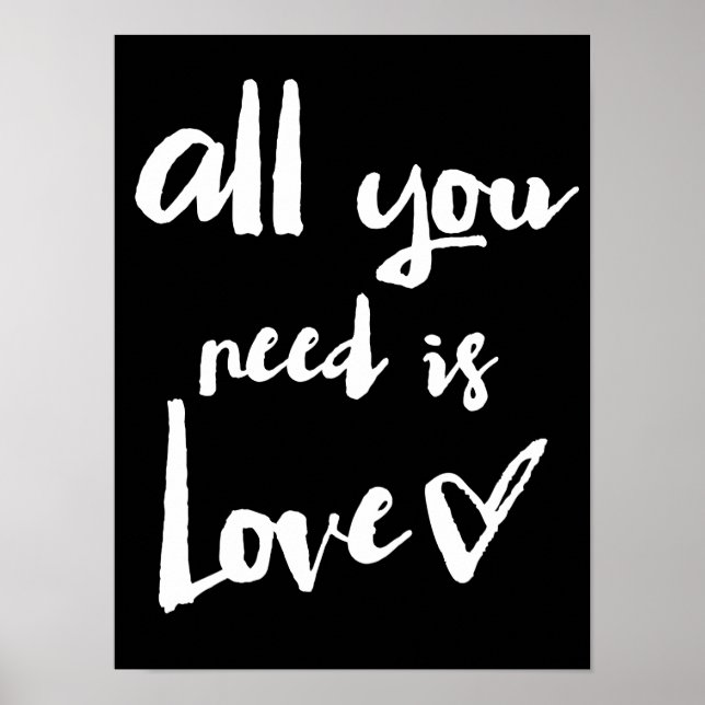 All You Need Is Love Handwritten Typography Poster (Front)