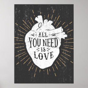 All You Need is Love Hipster Heart Poster