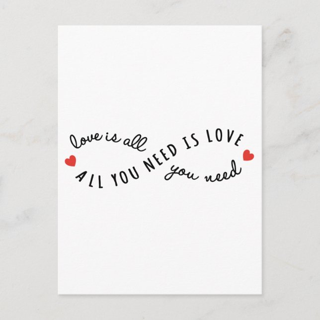 all you need is love, infinity text design postcard (Front)