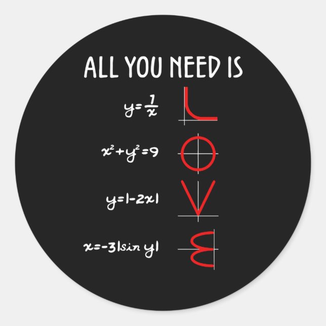 All You Need Is Love Math Vertical Classic Round Sticker (Front)