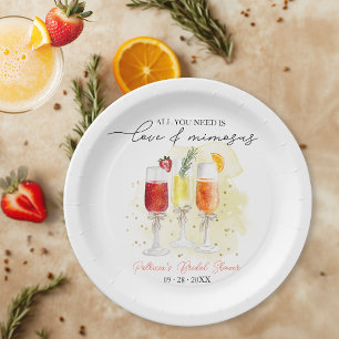 All You Need Is Love & Mimosas Bridal Shower Paper Plate