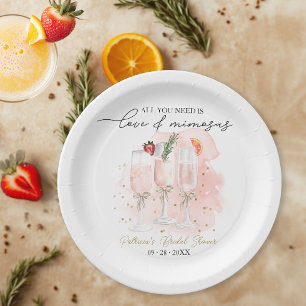 All You Need Is Love & Mimosas Bridal Shower Paper Plate