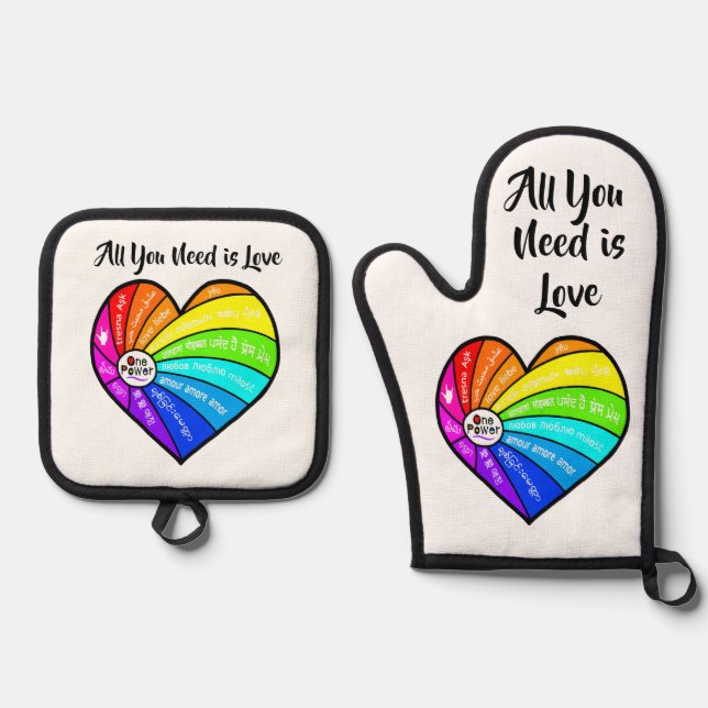 All You Need is Love Oven Mitt & Pot Holder Set (Front)