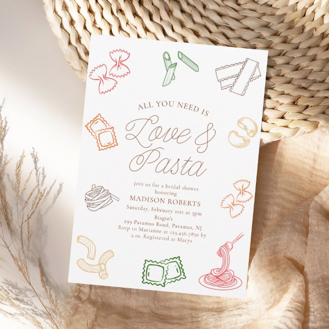 All You Need is Love & Pasta Bridal Shower Invitation (Creator Uploaded)