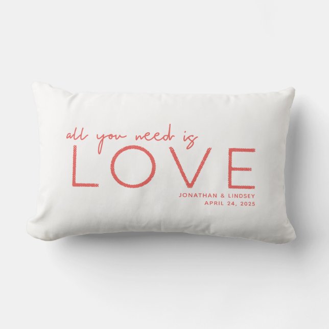 All you need is love Personalised Lumbar Cushion (Front)
