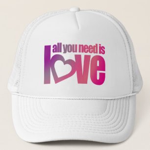 "all you need is love" pink purple hat / cap